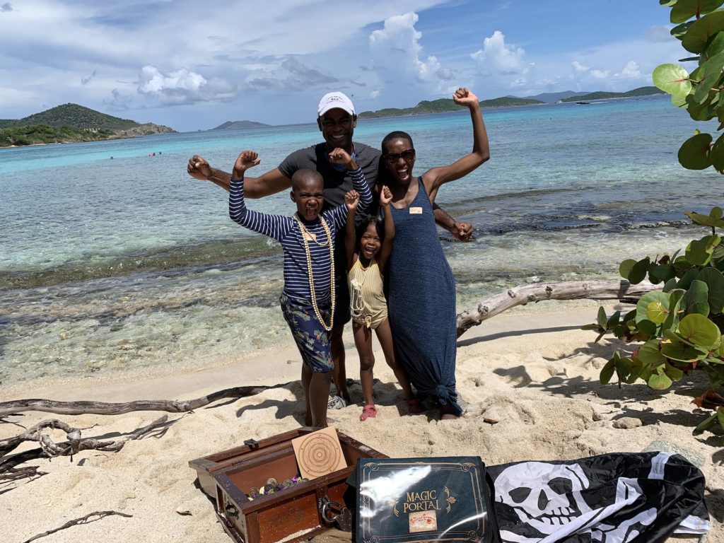 black family finishing treasure hunt