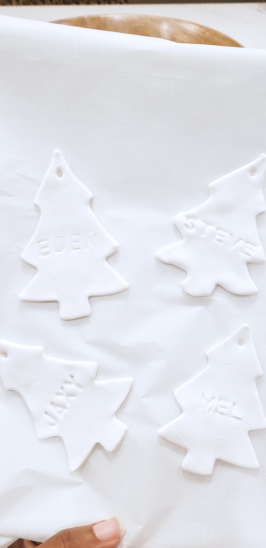 white tree-shaped simple and modern Christmas ornaments