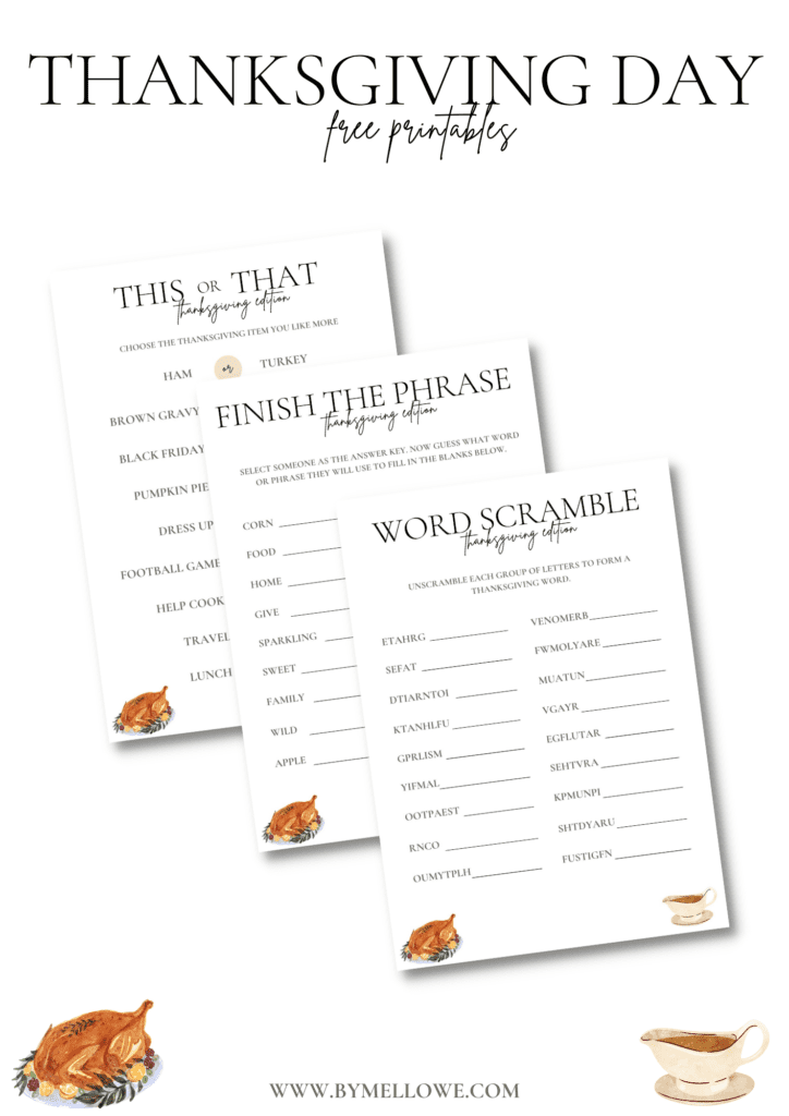free thanksgiving printables